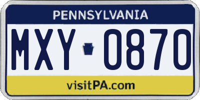 PA license plate MXY0870