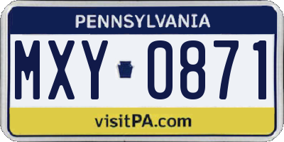 PA license plate MXY0871