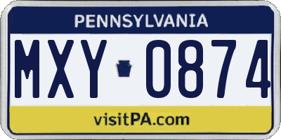 PA license plate MXY0874