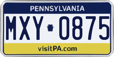 PA license plate MXY0875