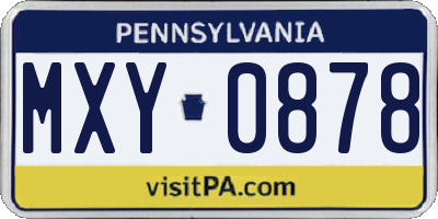 PA license plate MXY0878