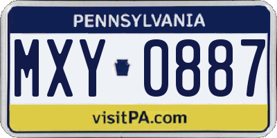 PA license plate MXY0887