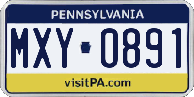 PA license plate MXY0891