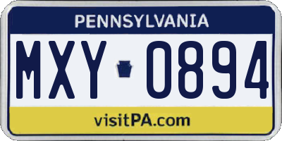 PA license plate MXY0894