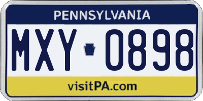 PA license plate MXY0898