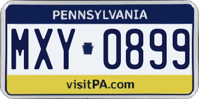 PA license plate MXY0899