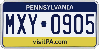 PA license plate MXY0905