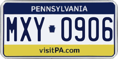 PA license plate MXY0906