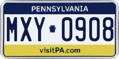 PA license plate MXY0908