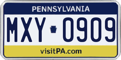 PA license plate MXY0909