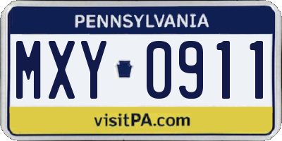 PA license plate MXY0911