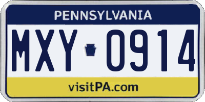 PA license plate MXY0914