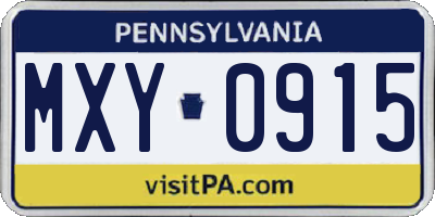 PA license plate MXY0915