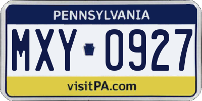 PA license plate MXY0927