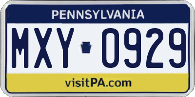 PA license plate MXY0929