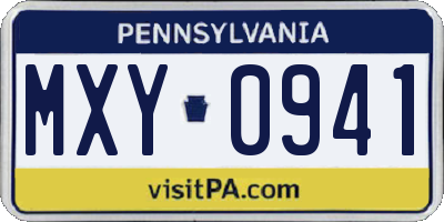 PA license plate MXY0941