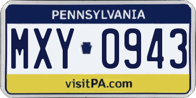 PA license plate MXY0943