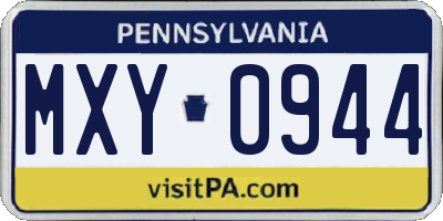 PA license plate MXY0944
