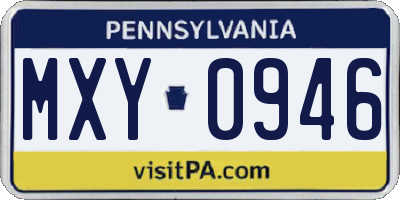 PA license plate MXY0946