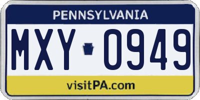 PA license plate MXY0949