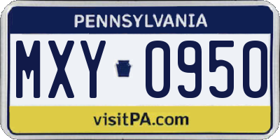 PA license plate MXY0950
