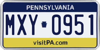 PA license plate MXY0951