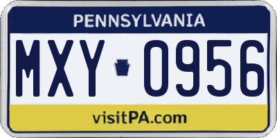 PA license plate MXY0956