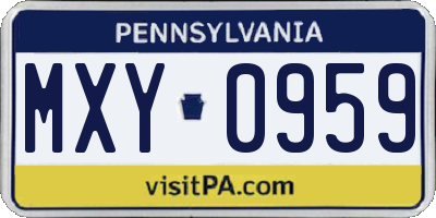 PA license plate MXY0959