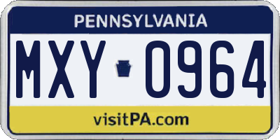 PA license plate MXY0964