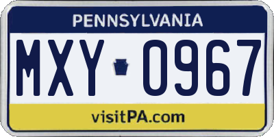 PA license plate MXY0967