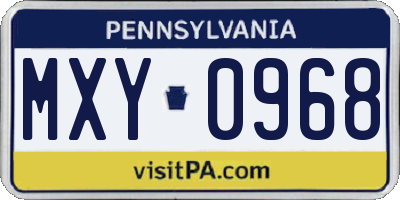 PA license plate MXY0968