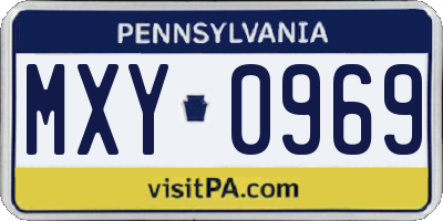 PA license plate MXY0969