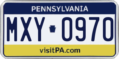 PA license plate MXY0970