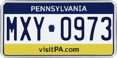 PA license plate MXY0973