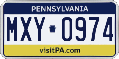 PA license plate MXY0974