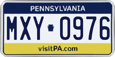 PA license plate MXY0976