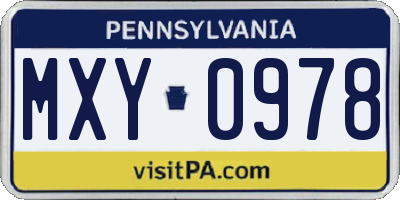PA license plate MXY0978