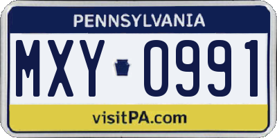 PA license plate MXY0991