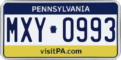 PA license plate MXY0993