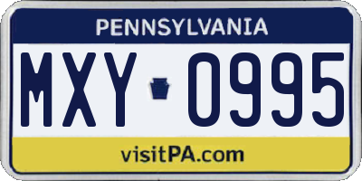 PA license plate MXY0995