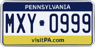 PA license plate MXY0999
