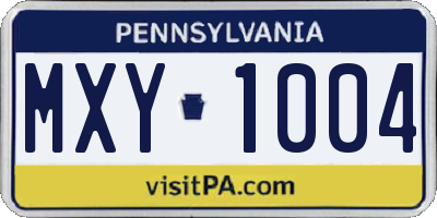 PA license plate MXY1004