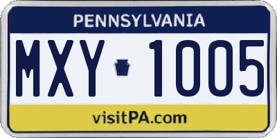PA license plate MXY1005