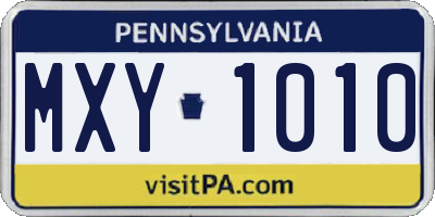 PA license plate MXY1010