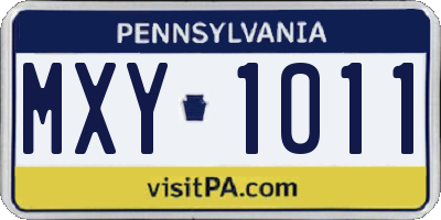 PA license plate MXY1011