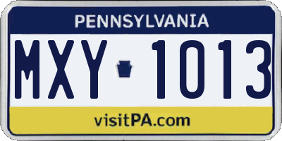 PA license plate MXY1013
