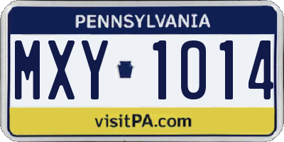 PA license plate MXY1014