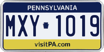 PA license plate MXY1019