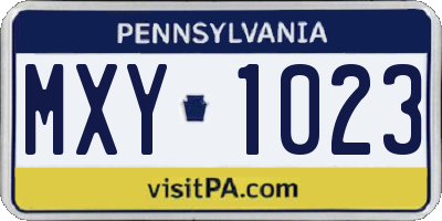 PA license plate MXY1023