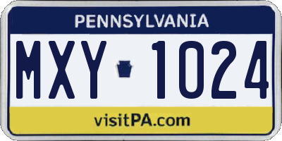 PA license plate MXY1024